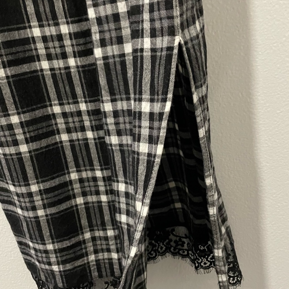 Zara White Black Plaid Trf Lace Trim V Neck Spaghettis - Picture 5 of 6